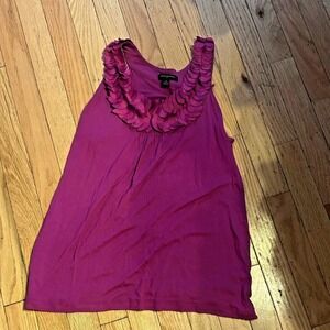 Banana Republic Blouse Womens‎ Med Purple Ruffle Sleeveless Shirt T41-34